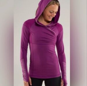 Lululemon Women's Purple/Plum Run For Your Life Pullover Ponytail Hoodie with Th